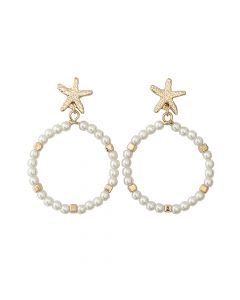 Pearl Circle & Starfish Earrings
