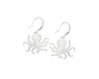 Bright Silver Octopus Earrings