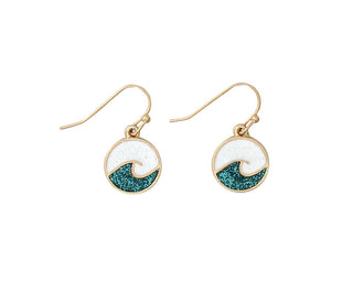 Seagreen Glitter Wave Earrings
