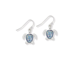 Earrings-Blue Glitter Turtles