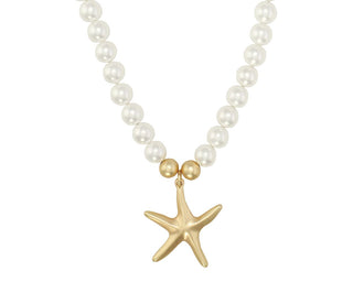 Pearls with Gold Starfish Necklace
