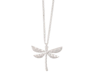 Silver Hammered Dragonfly Necklace
