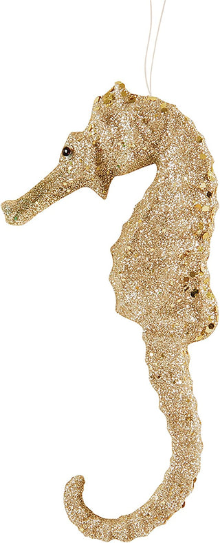 Champagne Glitter Seahorse Ornament