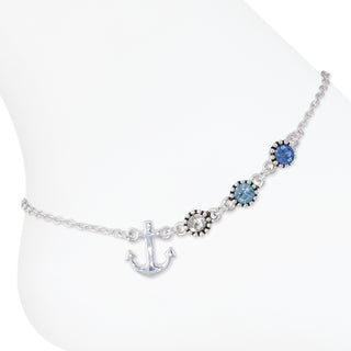 Anchor w/ Blue Stones Anklet-