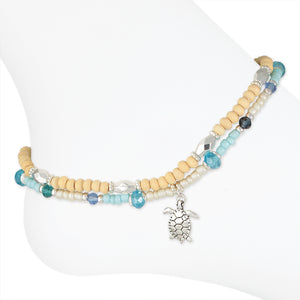 Two Row Beaded Turtle Anklet