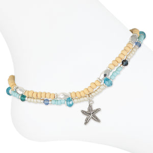 Two Row Beaded Starfish Anklet