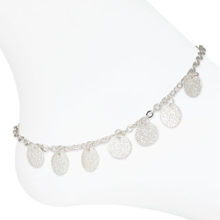 Silver Textured Disc Anklet