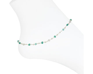 Anklet-Silver Turquoise & White
