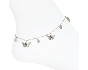 Anklet-Silver Butterfly & Disc
