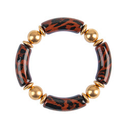 Acrylic Tube & Bead Bracelet In Brown