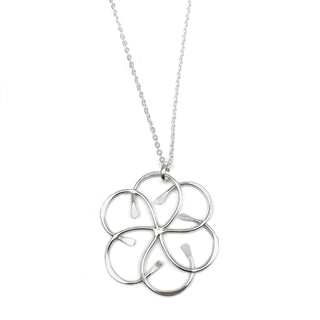 Silver Plated Pendant Necklace - Abstract Flower