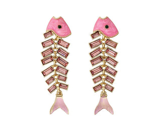 Pink Crystal Bonefish Earrings