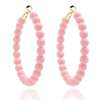 Matte Beaded Hoop Earring in Rose