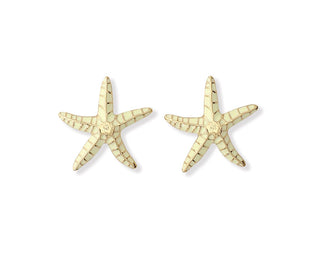 Gold Enameled Starfish Earrings