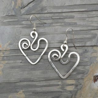 Silver Plated Earrings - Wavy Heart