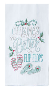 Christmas Is Better In Flip Flops Embroidered Towel