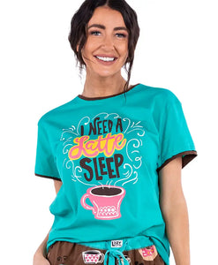 Latte Sleep Women's Regular Fit Coffee PJ Tee