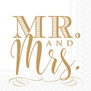 Rosanne Beck - Mr. And Mrs. Paper Cocktail Napkins Gold