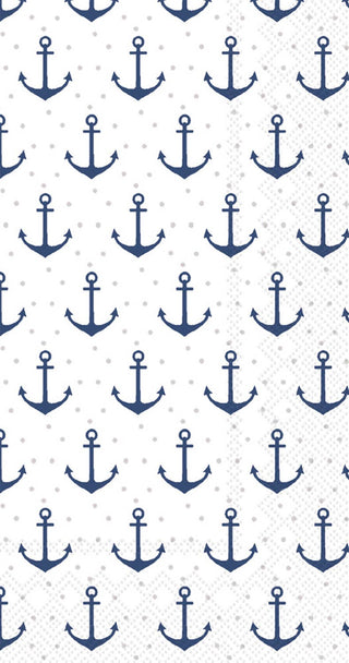 Anchor Dots Paper Guest Towel Napkins Blue Grey
