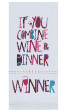 Witty Wine Dinner Tea Towel