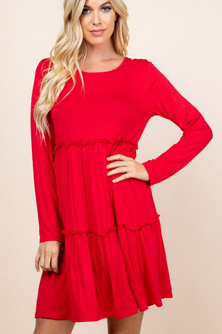 Alexis Tiered Dress in Red