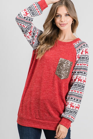 All That Glitters Christmas Top in Red