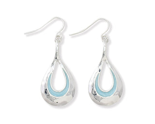 Silver & Aqua Tear Drop Earrings