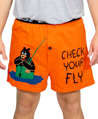 Check Your Fly Men's Fishing Funny Boxer