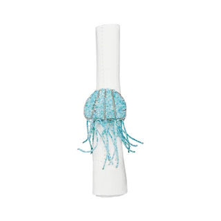 Beaded Aqua Jellyfish Napkin Ring