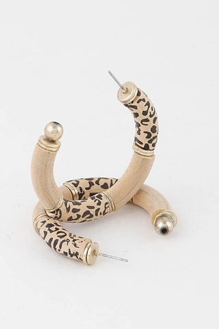 Leopard Print Hoop Earrings in Ivory