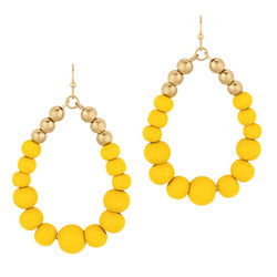 Teardrop Wood and Ball Earring in Mustard