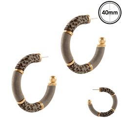 Leopard Print Hoop Earrings in Gray