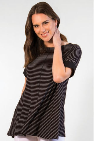 Nautical Striped Trapeze Top Black