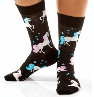 Women's Crew Sock, Unicorns & Stars