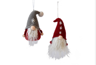Crochet Grey & Red Hat Gnome Ornament - Available 2 Colors!