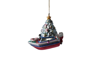 Fishing Boat Glass Ornament