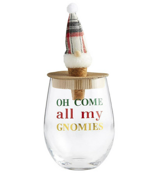 Wine Glass and Gnome Stopper Top - Available in 3 Styles