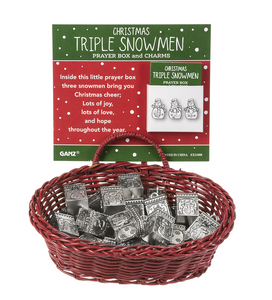 Christmas Triple Snowmen Prayer Box Charm