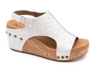 Carley Wedge in White Glitter