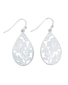 Silver Floral Drop Earrings