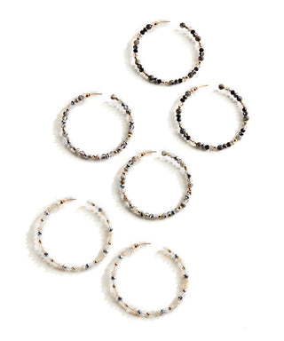 Beaded Hoop Earrings - 3 Colors Available!