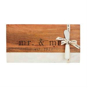 Mr. & Mrs. Est. 2023 Marble & Wood Board Set
