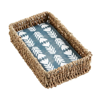Blue Floral Guest Towel and Basket Set