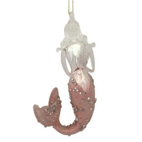Glass Mermaid Ornament - Pink