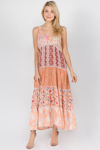 Patty Patchwork Maxi Dress in Coral Mermaid Cove Patty Patchwork Maxi Dress in Coral Mermaid Cove