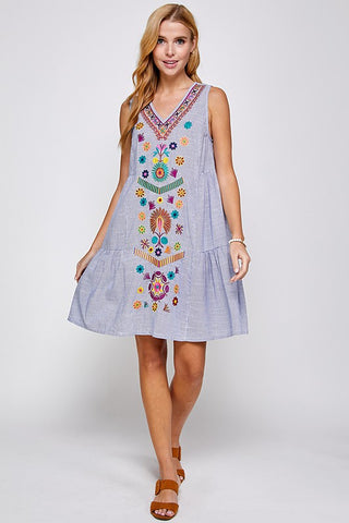 Floral Embroidered Tier Dress