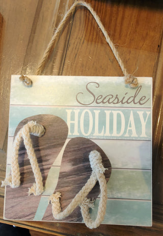 Seaside Holiday Flip Flop Wall SIgn