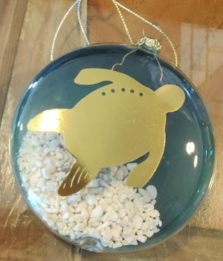 Glass Turtle Ornament with Seashells