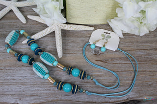 Iconic Aqua Mix Beads Necklace and Earring Set