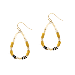Heishi Bead Teardrop Earring in Mustard